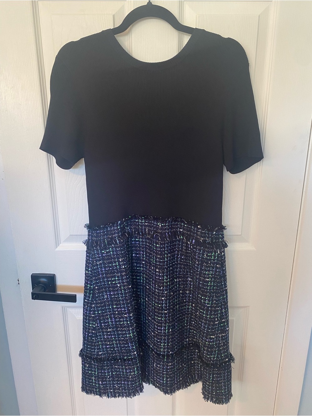 Ted Baker Black Ribbed Crewneck Knit Dress